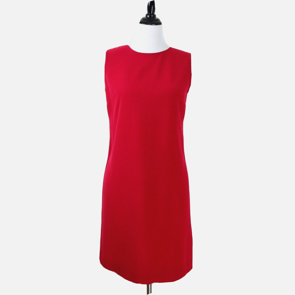 J Jill Size Petite 4 Stretch Crepe Shift Dress Knee Length Red - Picture 2 of 9